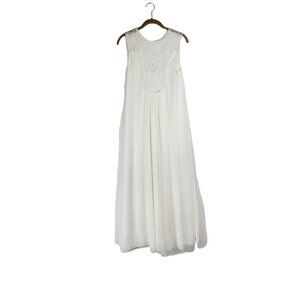 Vtg 60s Blanche Erika McGowan White Chiffon Lace Nightgown Bridal Wedding Size M